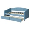 Whisen Twin Size Velvet Upholstered Daybed with Storage Drawers and Shell-Shaped Backrest - 4 of 4