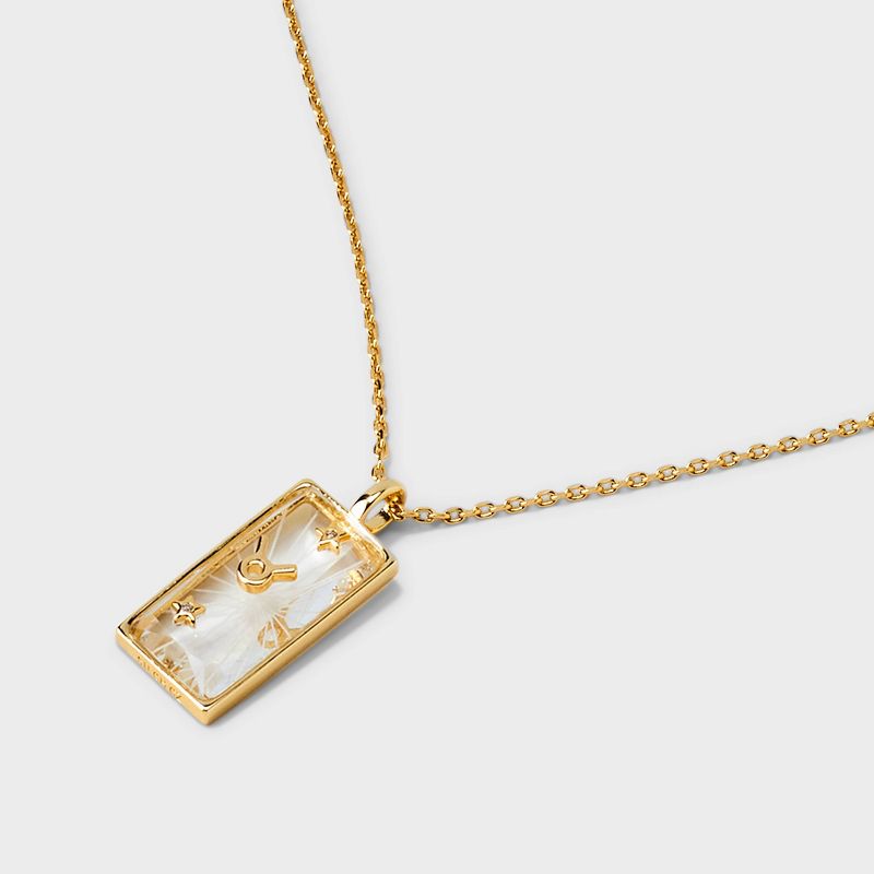 14K Gold Dipped Pierced Glass Zodiac Pendant Necklace - Gold, 4 of 9