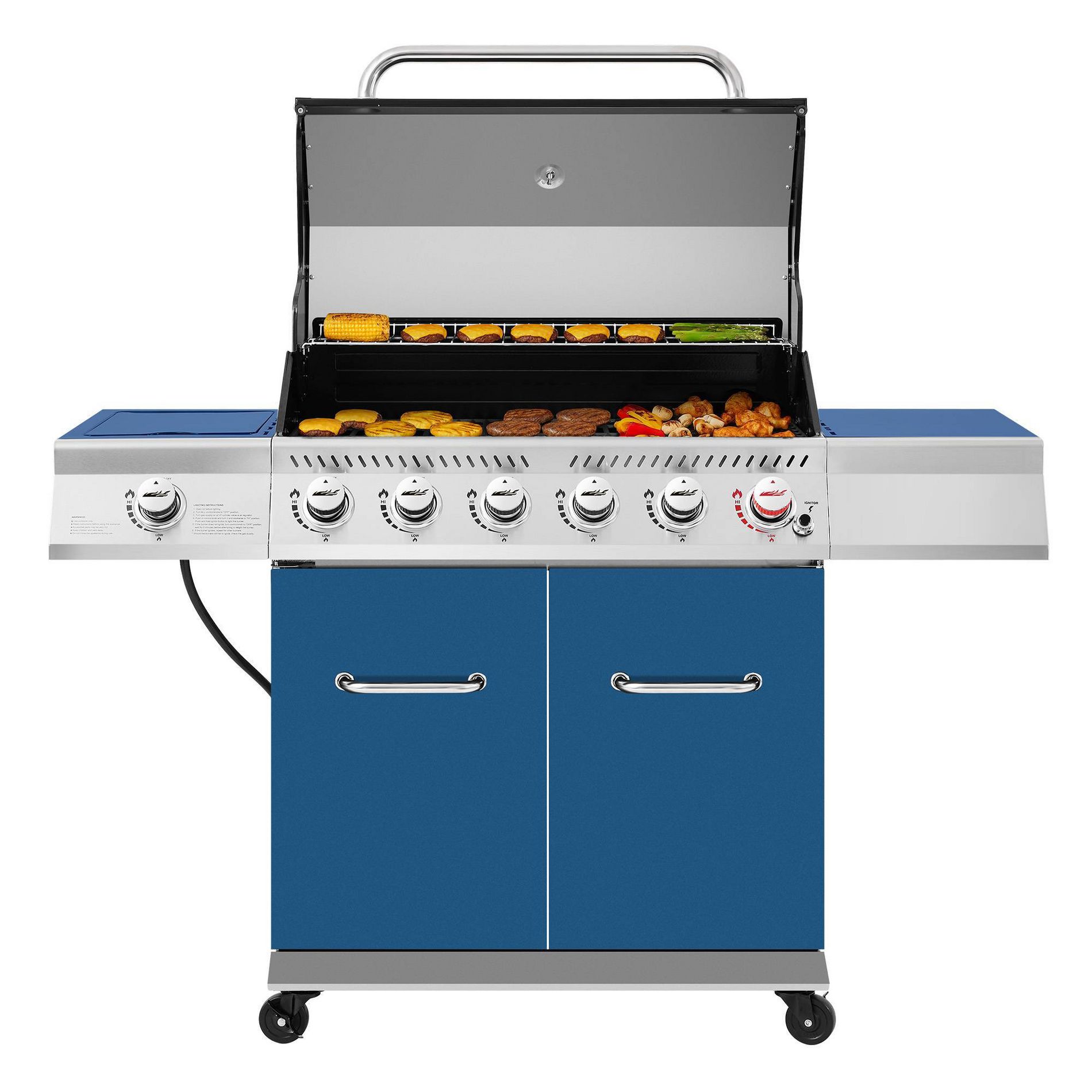Royal Gourmet 6-Burner BBQ Liquid Propane 74000 BTU Gas Grill Blue
