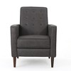 Upholstered Mid-Century Modern Recliner with Thicker Seat Cushion and Wooden Legs - 2 of 4