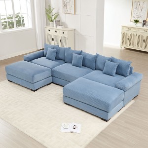 130" Oversized Cloud Modular Sectional Couch, Premium Corduroy 3-Seater. Extra-Thick Armrests, Good Resilience Cushion - 1 of 4