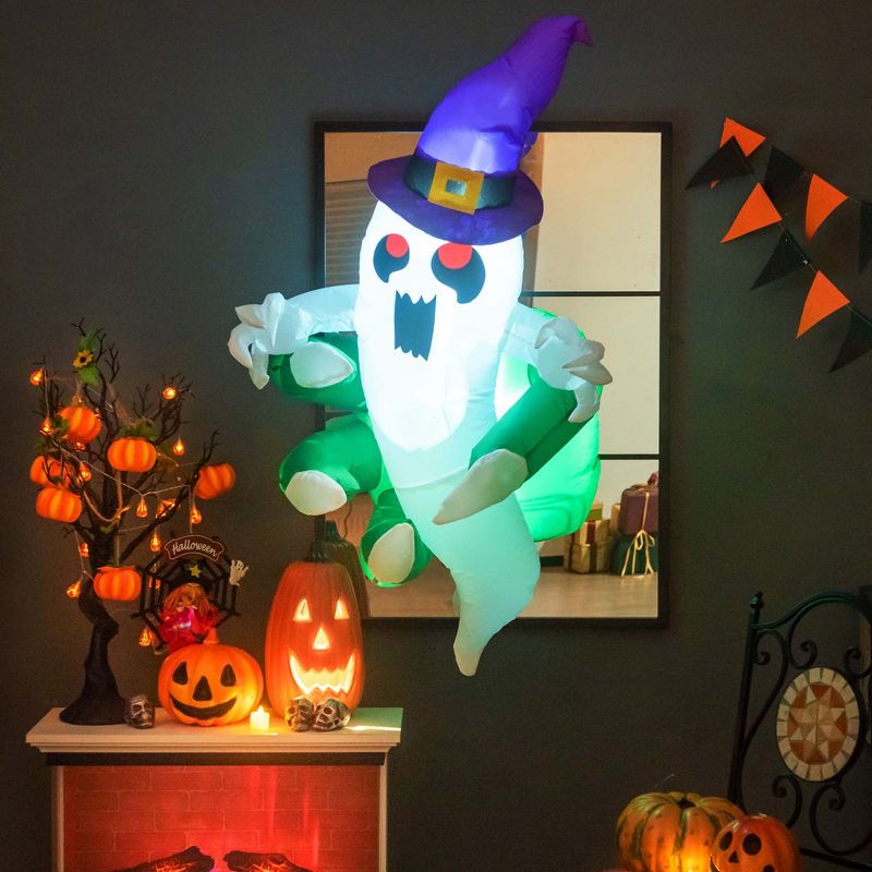 Costway 3.6' Halloween Inflatable Ghost Indoor Outdoor Blow Up Flying Halloween Decor, 2 of 11