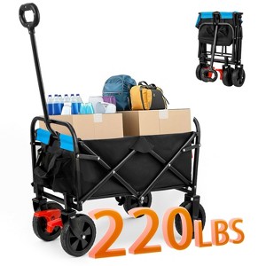 HTUTWOO Collapsible Wagon Cart, Mini Foldable Wagon with 2 Brakes, All Terrain Wagon for Outdoor Sports, Shopping, Camping - 1 of 4