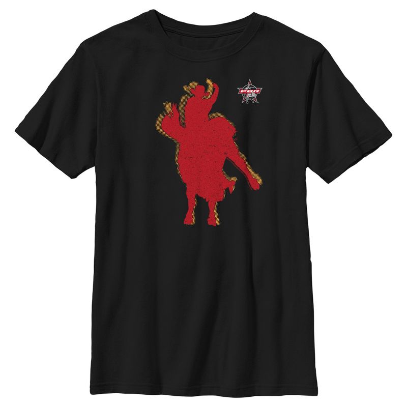 Boy's Professional Bull Riders Red Cowboy Silhouette T-Shirt, 1 of 6