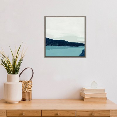 16" x 16" Silent Water Blue and Gray Framed Canvas Print