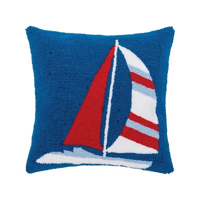 C&F Home 18" x 18" Sailboat Hooked Throw Pillow