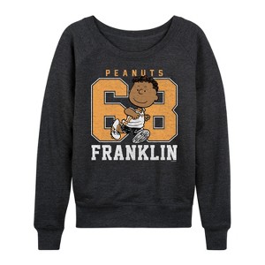 Women's - Peanuts - Franklin Sports Lightweight French Terry Wide Neck Long Sleeve Shirt - 1 of 4