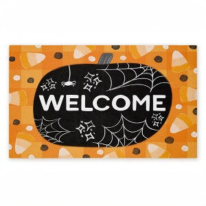 Stupell Industries Welcome Pumpkin Candy Corn Printed Outdoor Door Mat, design by Emily Cromwell, 18"x30" - 1 of 4