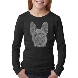 LA Pop Art Girl's Word Art Long Sleeve - French Bulldog - 1 of 4