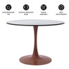 LeisureMod Bristol 35'' Modern Round Dining Table – Durable MDF Top and Wood-Transfer Cherry Steel Base for Kitchen, Dining Room, or Cafes - 3 of 4