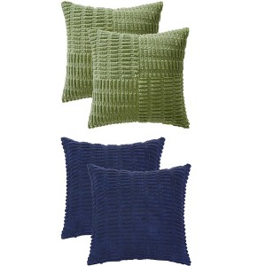 REGALWOVEN 4 Pcs Solid Corduroy Modern Throw Pillow Covers 18" x 18" - 1 of 4