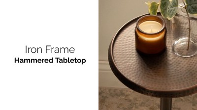 Elegant Sanzo Silver Metal Round Pedestal Side Table