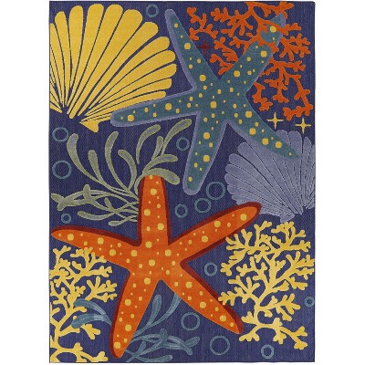 Nourison Aloha Ocean Starfish Indoor/outdoor Area Rug Navy Multicolor 9 ...
