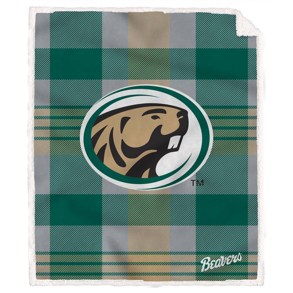 Photos - Duvet NCAA Bemidji State Beavers Plaid Steel Royal Plush Faux Shearling Blanket