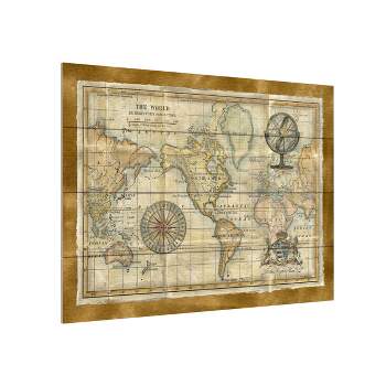 Trademark Fine Art -Vision Studio 'Antique World Map Framed' Wood Slat Art