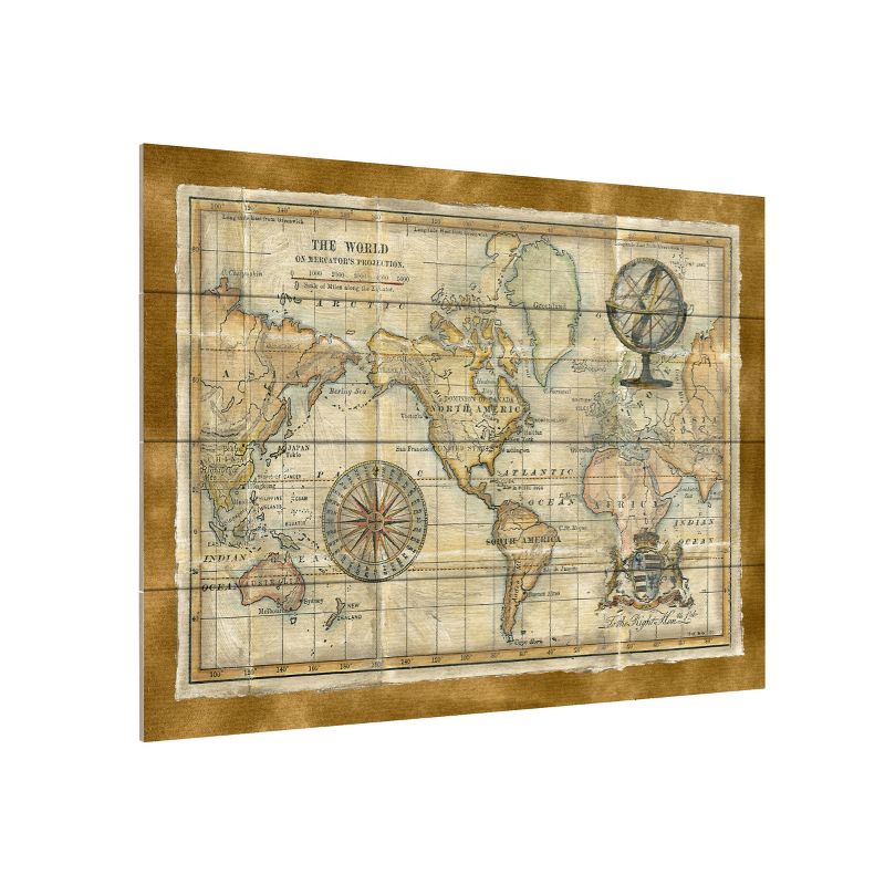 Trademark Fine Art -Vision Studio 'Antique World Map Framed' Wood Slat Art, 1 of 5