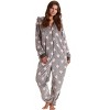 Just Love Womens One Piece Winter Holiday Adult Bodysuit Faux Shearling Lined Hoody Xmas Pajamas - 2 of 4