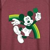 Women's - Disney - Mickey Green Rainbow Lightweight French Terry Wide Neck Long Sleeve Shirt - 2 of 4