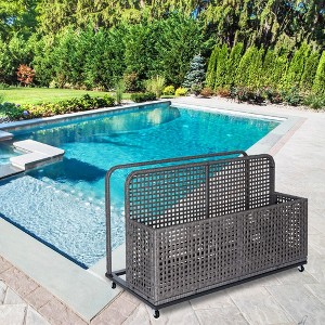 Whizmax Poolside Float Storage, Patio Poolside Float Storage Basket, PE Rattan Outdoor Pool Caddy with Rolling Wheels for Floaties, Patio, Pool - 1 of 4