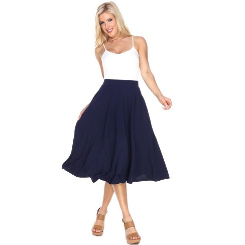 Women s Flared Midi Skirt With Pockets Navy X Large White Mark Target