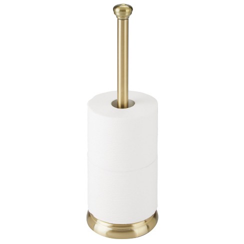 mDesign Metal Free-Standing Toilet Paper Holder - White