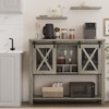 46.5 in Sideboard Buffet Storage Cabinet, Farmhouse Wine Bar Cabinet with Wine Glass Rack & Sliding Barn Doors - 2 of 4