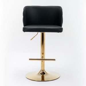 OUTSUPPLY Modern Swivel Bar Stools Adjustable Height PU Upholstered with Tufted Back for Kitchen Island, Home Pub & Bar - 1 of 4