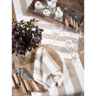 Taupe and White Striped Cotton Napkins, 20" Square, Set of 4