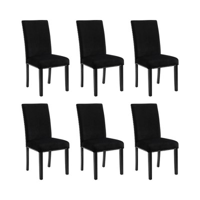 New Classic Furniture, Celeste Black Wood Upholstered Dining Chair (Set of 6)