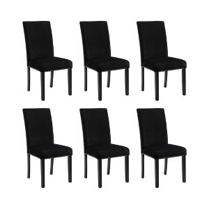 New Classic Furniture, Celeste Black Wood Upholstered Dining Chair (Set of 6) - 1 of 4