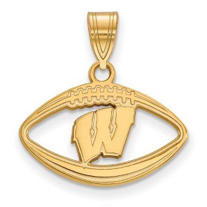 Black Bow Jewelry 14k Yellow Gold Plated Sterling Silver Wisconsin Badgers NCAA Pendant - 1 of 3
