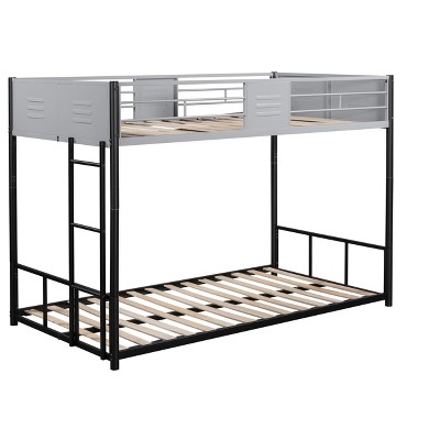 Bellemave Metal Twin over Twin Bunk Bed With ventilation panels and safety railings, noise-free, suitable for teenagers,black