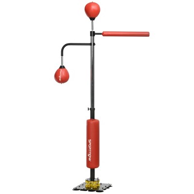 Soozier 4.6'-6.7' Speed Bag Boxing Bag Stand with Reaction Bar Challenge, Reflex Bag Boxing Training Equipment, Speed Punching Bag