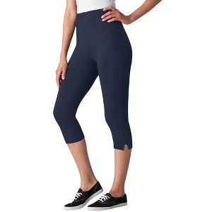 Woman Within Plus Size Stretch Cotton Capri Legging - 1 of 4