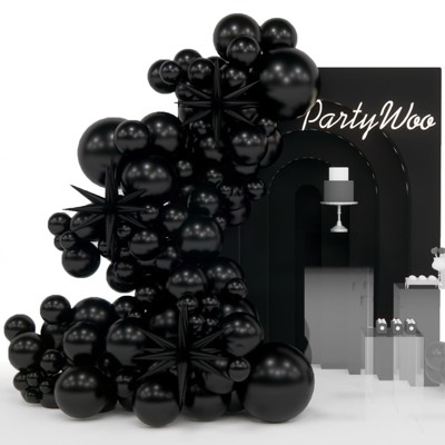 PartyWoo Balloons Black Foil Starburst Spike 22 Inch 18 12 10 5 Inch 110 pcs