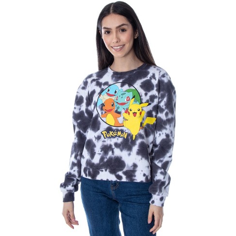 Pokmon Women s Pikachu Bulbasaur Charmander Squirtle Tie Dye Pullover Sweatshirt LG