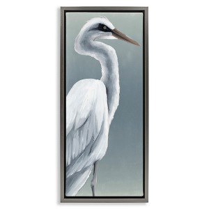 Stupell Industries White Heron Portrait Black Floater Framed Canvas Wall Art - 1 of 4