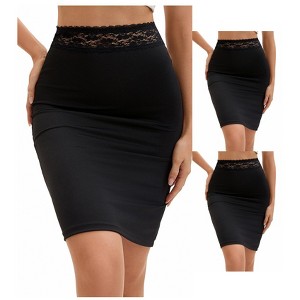 INSPIRE CHIC 3 Packs Anti-Static Half Slips for Women Soft Underskirt Short Mini Skirt with Floral Lace Waistband - 1 of 4