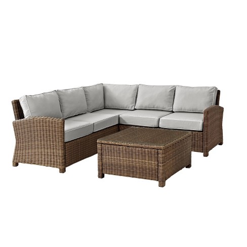 Crosley 4pc Bradenton Steel Outdoor Patio Sectional Sofa Furniture