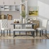 6-Piece Farmhouse Rectangular Dining Set with Bench and 4 Upholstered Chairs, Kitchen Table Set for Family Meals – The Pop Home - 2 of 4