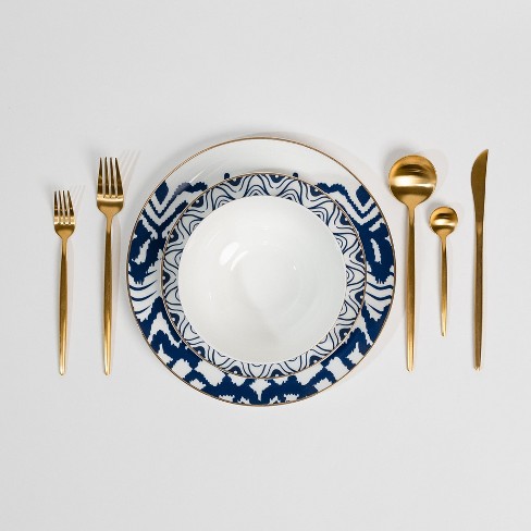 Ozarke Parker Blue Designed Plates Set - Dark Blue & White - image 1 of 4