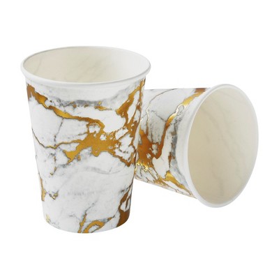 Silver Spoons Elegant Disposable Coffee Cups, Heavy Duty Drinking Hot Cups, 9 oz., (18 PC), Marble Collection