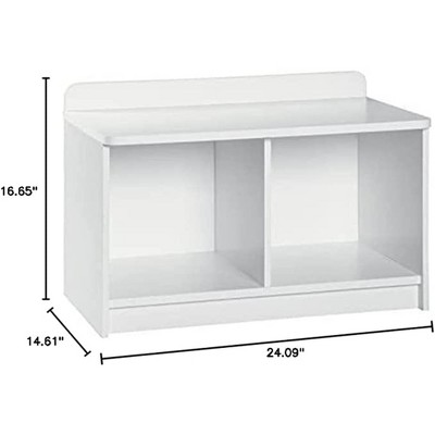 Bright White Laminate Wood Dual-Cube Storage Bench for Kids