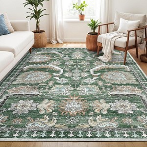 Washable Living Room Area Rug, Soft Vintage Area Rugs for Bedroom, Ultra-Thin Non-Slip Indoor Floor Carpet Large Rugs for Dining Room - 1 of 4