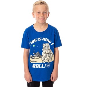 Seven Times Six NASA Boys' This Is How I Roll Moon Rover Astronaut Graphic T-Shirt Blue - 1 of 4