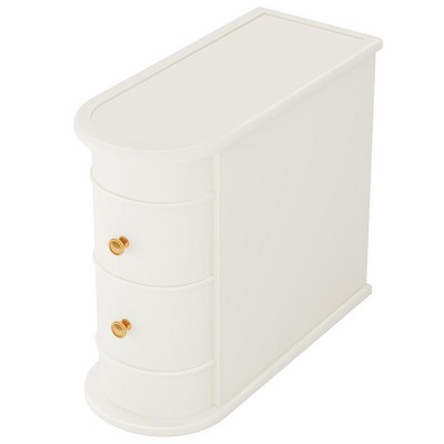 Resenkos Nightstand,Bedside End Table,Wood End Table, Narrow Side Table Nightstand with 2 Drawers,Off-White