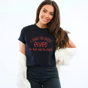 Simply Sage Market Women's I Teach The Cutest Elves In The North Pole Short Sleeve Garment Dyed Tee - 1 of 4