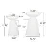 VisioGear Patio End Tables, 2PCS Outdoor Flared Shaped End Table, Patio End Table with Round Base for Balcony Porch Pool, White, 15"*15"*20.75" - 2 of 4