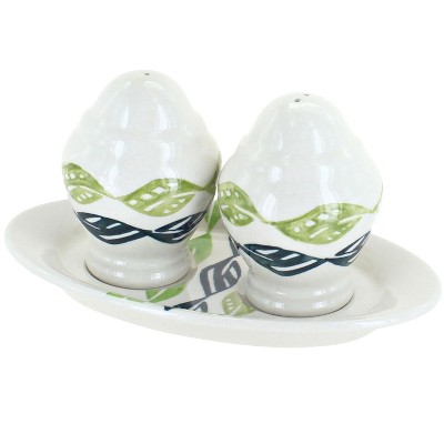 Blue Rose Polish Pottery Francesca Salt & Pepper Shakers with Plate