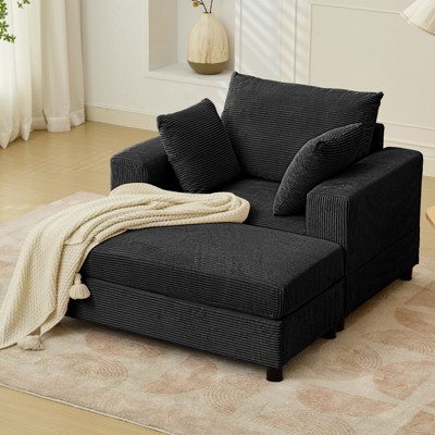 Mjkone Modern Extra-Large Corduroy Upholstered Modular Sectional Sofa Set,Deep Seat Sleeper Chair Indoor with Ottoman